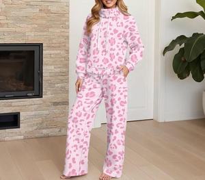 Hot Selling Lounge Sets for <b>Women</b> 2 Piece winter Outfits Loose Mockneck <b>Sweatshirt</b> Wide Leg Pants Track Suit with Pockets - Product Image 6