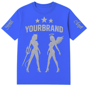 Vente en gros de t-shirt avec strass logo personnalisé en cristal bling streetwear t-shirt surdimensionné en coton lourd fournisseur d'usine OEM - Product Image 3