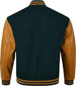 Chaqueta universitaria de alta calidad de Pakistán para hombre, chaqueta universitaria de béisbol personalizada con cuello redondo y mangas de cuero de chenilla bordadas - Product Image 5