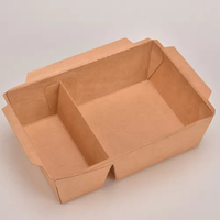 Emballage jetable en gros, imperméable, 2 compartiments, plateau pour restauration rapide, boîte à salade en papier kraft avec couvercle en PET