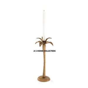 dekoratives metall goldene palme design einzigartige form hochzeit und heimdekoration kerze stab kerzenhalter