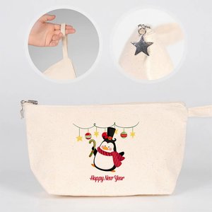 Casual New Year Personalized Canvas Clutch Bag Zipper Closure Portable <b>Winter</b> Embroidery <b>Decoration</b> 10 6 2 (25 X 15 X 6 Cm) - Product Image 5