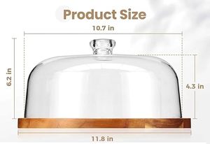 แท่นวางเค้กทำจากไม้พร้อมฝาแก้วทำด้วยมือขนาดกลางสำหรับตกแต่งวันเกิดปาร์ตี้ครบรอบเครื่องใช้บนโต๊ะอาหารแบบตั้งที่วางเค้ก - Product Image 2