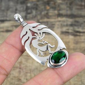 เครื่องประดับสำหรับผู้หญิงจี้เงินสไตล์โบโฮ925เครื่องประดับเงินสเตอร์ลิงสีเขียวพลอยนิลอัญมณีแฮนด์เมดของขวัญสำหรับ - Product Image 3