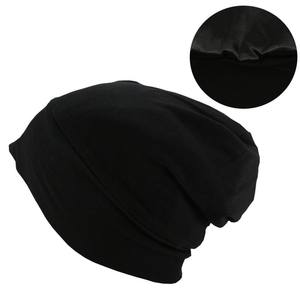 Custom Logo Business Travel Women's Bamboo Fiber & Satin Sleep Cap Stay-On <b>Slouchy</b> <b>Beanie</b> with Satin Lining - Product Image 5