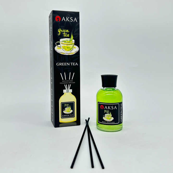 REED DIFFUSER AKSA GREEN TEA HOME FRAGRANCE ROOM ODOR LUXURY FIBER BAMBOO 100CC