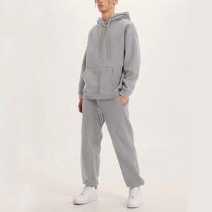 Chándal de lana de algodón 100% lavado ácido personalizado de alta calidad para hombre, pantalones de chándal holgados acampanados, conjunto de Jogger y Sudadera con capucha 2025 para hombres y niños - Product Image 1