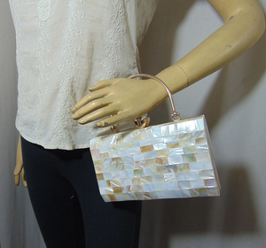 2022 New Party Fashion Wedding Bling <b>Clutch</b> Purse Evening Bag Women mother of pearl metal hand bag - Product Image 6
