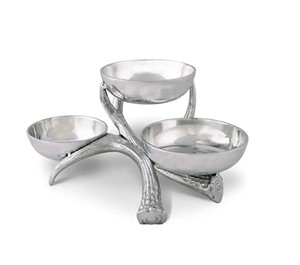 Bol décoratif en métal argenté Bol de service pour vaisselle de designer Bol de service en métal à feuilles martelées - Product Image 2