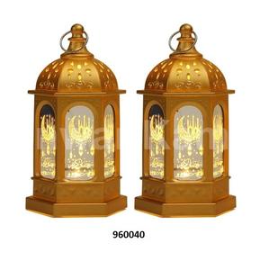 Lanterne chauffe-plat en métal et en verre bleu pour l'article de décoration à la maison - Product Image 5