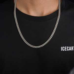 Conjunto de Joyería Fina para Hombre, Cadena y Brazalete Cubano de 6MM, en Plata - Product Image 2