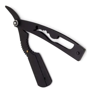 Wholesale Professional Solid Stainless Steel Straight Shaving <b>Razor</b> Custom Logo Black Coated - Product Image 3