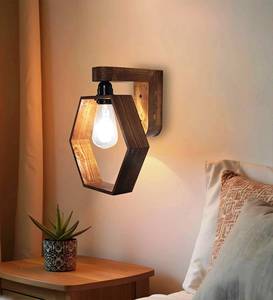 Lámpara de pie de madera de mango vintage pequeña hecha a mano con colgante para decoración del hogar Base de lámpara de flujo montada en la pared hecha en la India - Product Image 3