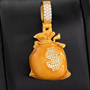 จี้สร้อยคอฮิปฮอปผู้ชายแบบสั่งทำพิเศษ ชุบทอง ประดับเพชร CZ - Product Image 3