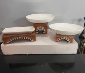 Releveur de vadrouille en bois Topseller avec bol de service blanc pour les mariages traditionnels arabes et les fêtes de Diwali - Product Image 4