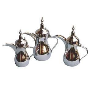 Ensemble de 3 pots à thé et à café arabes en acier inoxydable Dallah Vaisselle la plus vendue Design simple Idéal pour les restaurants - Product Image 1