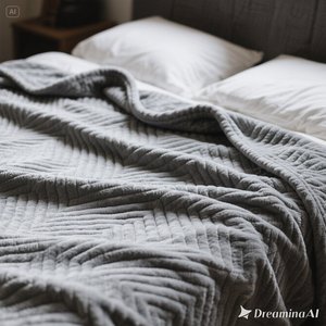 ผ้าห่มขนแกะเนื้อนุ่มออกแบบให้มีลายนูนเป็นเส้นสีเทาอันอบอุ่นดูหรูหราขนาดเดียว - Product Image 2