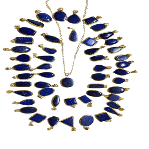 <b>Lapis</b> <b>Lazuli</b> Crystal Gemstones Carved with Silver Electroplated Engraving Mascot Style <b>pendants</b> - Product Image 2