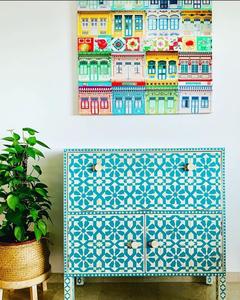 Venta caliente muebles de madera verde azulado sólido de diseño personalizado gabinete de incrustaciones de hueso plegable hecho a mano para el hogar sala de estar hospitales - Product Image 1