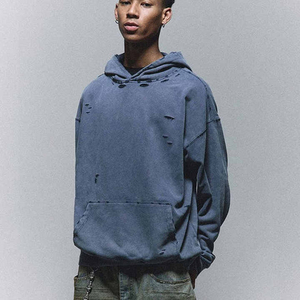 Envío Rápido, Sudadera con Capucha para Hombre de Talla Grande, Estilo Desgastado, Ropa de Invierno de Alta Calidad, Sudadera con Capucha Desgastada, 100% Algodón, Felpa - Product Image 3