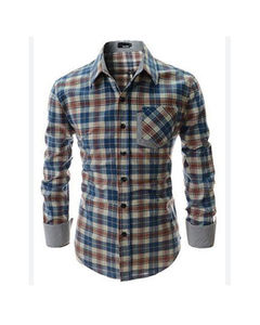 เสื้อเชิ้ตผ้าซาตินแฟลนเนลสไตล์ลำลองสำหรับผู้ชายคุณภาพสูงสำหรับฤดูใบไม้ร่วง ผ้าถักโพลีเอสเตอร์/คอตตอน ระบายอากาศได้ดี ไม่เป็นขุย - Product Image 4