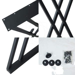 ขาโต๊ะเหล็กสีดำแบบหนา รูปทรงตัว X สำหรับงานหนัก ฐานเฟอร์นิเจอร์เหล็กอุตสาหกรรมสำหรับชุด DIY จำนวน 4 ชิ้น - Product Image 3