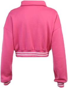 Veste Letterman universitaire unisexe en laine Melton rose royal et cuir or clair à prix de gros - Product Image 2