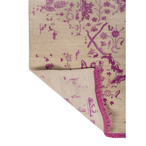 Alfombras de Lana y Seda Anudadas a Mano del Lejano Oriente, Diseño de Medallón Rosa y Morado para Uso Doméstico-SKRT-817 - Product Image 5