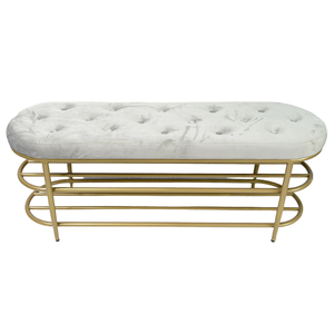 KG68037 Upholstered <b>Cushion</b> Waiting <b>Bench</b> with Shoe Rack 120x35x45cm - Product Image 2
