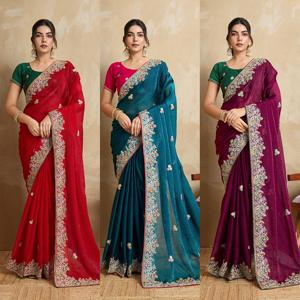 ผ้าส่าหรีทรงจอร์เจียที่สง่างามพร้อมขอบลูกไม้และเสื้อปักสำหรับคนรักแฟชั่นชาติพันธุ์ - Product Image 6