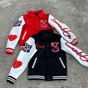 Veste universitaire en cuir pour hommes Streetwear Bomber d'hiver avec logo personnalisé broderie en chenille Patchwork de haute qualité Letterman pour hommes - Product Image 1