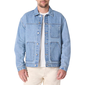Veste en jean blanche pour homme avec coupe extensible, veste en jean décontractée légère pour la superposition, les voyages et les tenues de tous les jours - Product Image 1