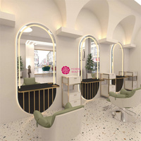 Miroir de salon de coiffure avec éclairage LED Yicheng, vente chaude, station de miroir de salon de coiffure, miroir de conception de style pour salons de coiffure