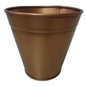 Maceta redonda de hierro antiguo de cobre decorativa moderna para el hogar, macetas de jardín utilizables, suministros para el cuidado de flores y plantas - Product Image 1