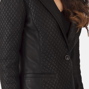 Nouvelle veste bomber en cuir d'agneau matelassé élégante et chic pour femmes, design confortable à col cheminée, respirante, imperméable, caractéristiques tissées - Product Image 6