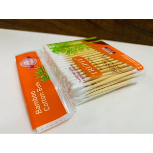 Hisopos de Bambú y Algodón TRUPTI, Reutilizables, Desechables, para Maquillaje, Uso Diario, Limpieza de Oídos, Aplicación de Belleza, 100 Unidades, Medianos, 125 mm - Product Image 3
