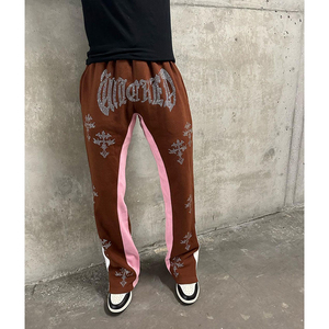 Pantalons de survêtement personnalisés avec strass Vêtements personnalisés pour hommes Jogger 2 pièces pour hommes Ensembles de deux pièces pour hommes Pantalons de survêtement en molleton Vente en gros - Product Image 4