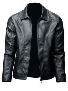 Vestes en cuir de vachette de haute qualité, formelles, avec col montant et logo sur le devant, imperméables et écologiques - Product Image 4