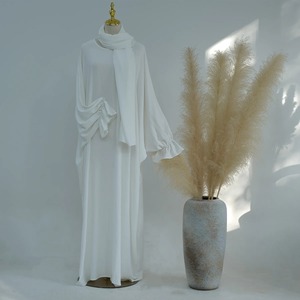 Muslim Clothing Dubai Comfortable All-In-One Women's Solid Color Hooded <b>Bag</b> Dress Milk Silk Dolman Sleeve Clothing - Product Image 5