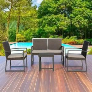 Modern Eco-Friendly <b>Rattan</b> Panel Dining <b>Patio</b> Garden Sofa Durable Comfortable Outdoor Living European Design 5-Piece Warehouse - Product Image 1