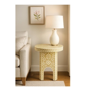 Table d'appoint en os incrusté et résine, design moderne, écologique, qualité d'exportation, fabriqué en Inde - Product Image 2