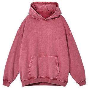 2024 super qualité 100% coton lavé à l'acide sweat à capuche lavage vieux pull pierre lavé sweat à capuche vintage surdimensionné pour prix de gros - Product Image 2