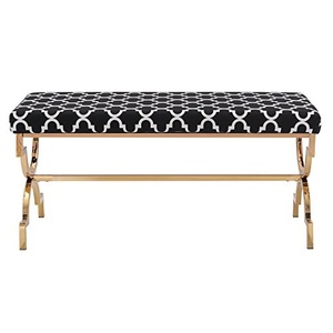 Green Metal Traditional Bench Furniture Removable Cover Blue Velvet Cushion for Home Hotel Restaurants Furniture Metal Bench - Product Image 2