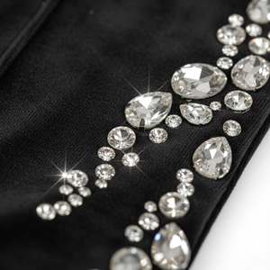 Hot Women Heavyweight Velour Flare Pants Custom Rhinestone Side Drip Painted Glitter Print <b>Streetwear</b> High Street <b>Y2K</b> Fashion - Product Image 4