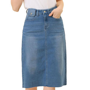 Mini-jupe en jean streetwear d'hiver 2025 de haute qualité pour femme avec fente latérale, taille haute, en tissu extensible – Vente en gros - Product Image 1