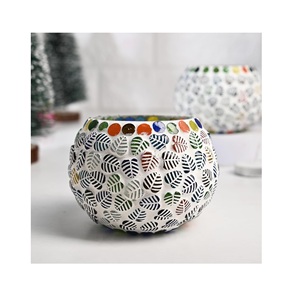 เชิงเทียนแก้วโมเสคหลากสีสไตล์ยุโรปที่ใส่เทียน - Product Image 1