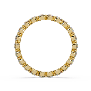 Anillo de boda clásico de oro puro de 14 quilates con diamantes cultivados en laboratorio de corte redondo, banda de eternidad completa, apilable, para aniversario, para mujer. - Product Image 4