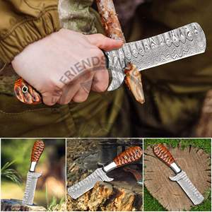 Cuchillo cortador de toro de acero de Damasco afilado EDC cuchillo de hoja fija cuchillo de caza Ideal para desollar Camping y actividades al aire libre - Product Image 3