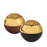 Lot de 2 Brûleur d'encens en bois enduit noir Bakhoor Holder avec plateau enduit noir pour parfum de mosquée d'intérieur en gros