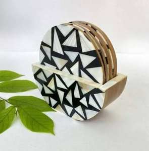 Posavasos con incrustaciones de resina y hueso de alta calidad, posavasos con incrustaciones de madreperla, posavasos con incrustaciones de hueso de diseño clásico - Product Image 2